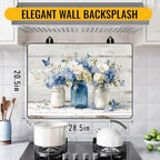 NYZE Stove Top Cover for Electric Stove, 28x20 Inch Stovetop Cover Flat Top Protector Dish Drying Mat for Kitchen (Blue & White Floral) - Image 3
