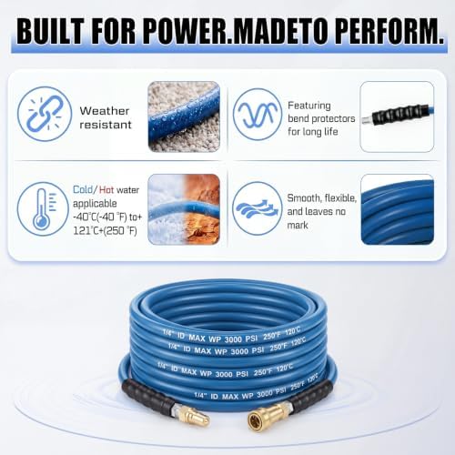 1/4"x50' Blue Carpet Cleaning Solution Hose with Quick Connector - Image 4