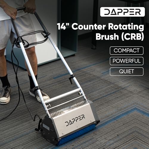 14" Counter-Rotating Brush (CRB) Carpet & Hard Floor Cleaning Machine – 450 RPM, Quiet 53 dBA, Compact 41 lb Commercial Scrubber – Ideal for Offices, Hotels & Small Spaces - Image 2