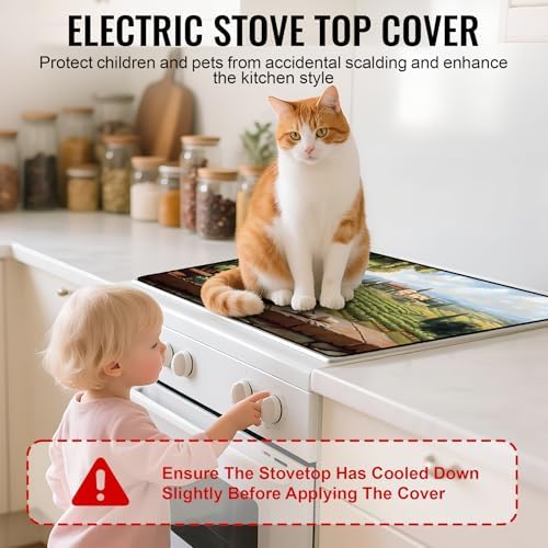 NYZE Stove Top Cover for Electric/Glass Stove, 28x20 Inch Stovetop Cover Flat Top Protector Dish Drying Mat for Kitchen (Vineyard) - Image 4