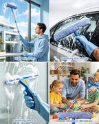 Window Cleaning Kit with Storage Bucket, Squeegee Cleaner Tool with Extension Pole, Glass Cleaning Tools Set with Spray Bottle, Brush, Scrubber, Gap Brush & Gloves for Window Shower Mirror Car - Image 7