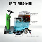 Ride-On Commercial Floor Scrubber Machine, 20″ Cleaning Width, 24V Battery Powered Scrubber Dryer with 17 Gal Tanks for Warehouse, Retail & Facility Cleaning (US-TX-SDB21MINI) - Image 2