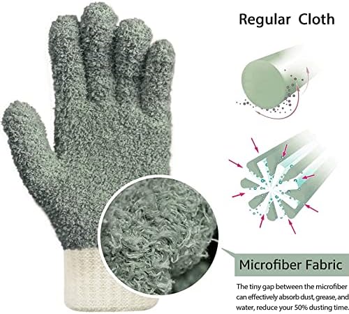 MIG4U Microfiber Gloves - Dusting Gloves for House Cleaning - Washable Blind Cleaner Duster Tool (Gray,S/M) - Image 2