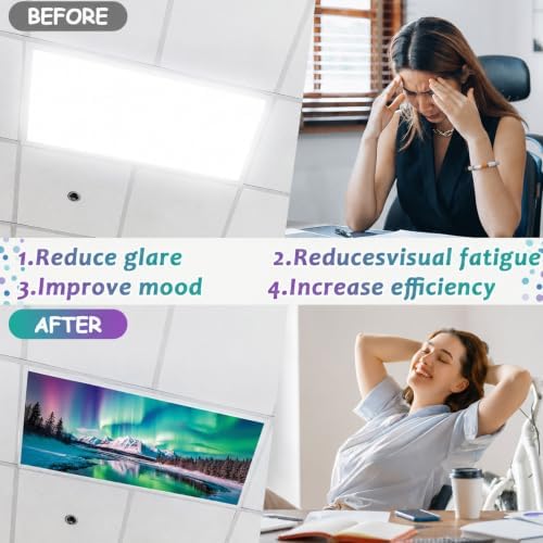 6 Pack Fluorescent Light Covers with 60 Magnets Decorative for Classroom Ceiling Lights 4 x 2 Feet Magnetic Light Covers Filter Easy Install for Office Home Hospitals Drop Ceiling Supply (Blue Aurora) - Image 4