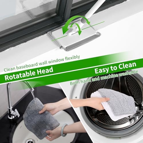Baseboard Cleaner Tool with Handle, 55.9’’ Baseboard Cleaner with Extendable Handle, Wall Cleaner for Baseboard, Wall, Ceiling, with 4 Reusable Cleaning Pads - Image 5