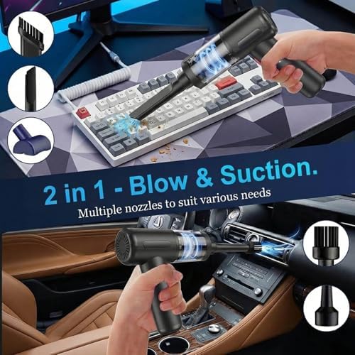 Handheld Car Vacuum Cordless Interior Cleaner, 20000Pa Suction & Air Duster - Image 2