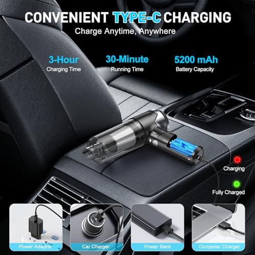 KMM Handheld Car Vacuum Cleaner, 10000PA Hand Held Vacuum & Air Duster - Image 5