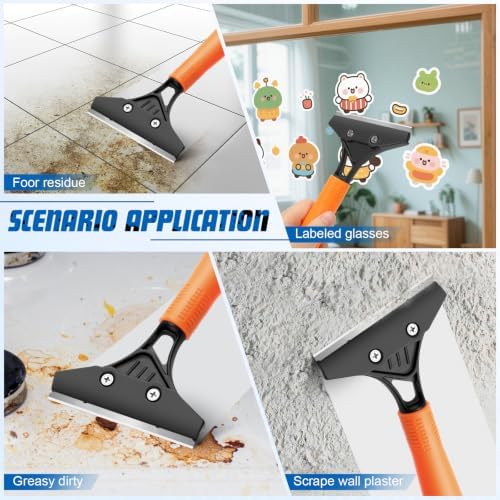 Heavy Duty Floor Scraper with Long Handle,4 Inch Razor Blade Scraper Tool - Image 4