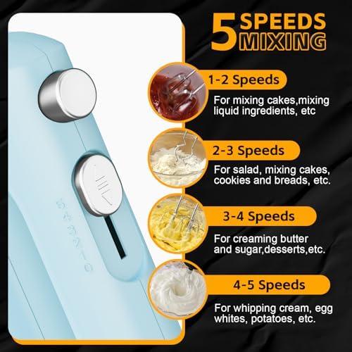 Lord Eagle 5-Speed Hand Mixer Electric With 4 Mixing Bowls Set - Image 6