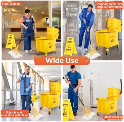 VOUBIEN 35 Qt Commercial Mop Bucket with Side-Press Wringer Combo on Wheels - Image 7