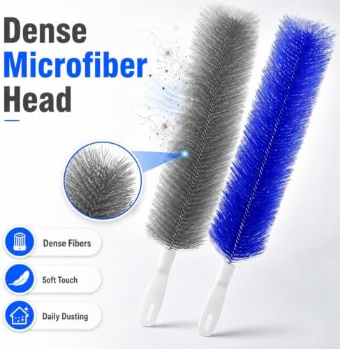 2PCS Fan Cleaning Brush Bendable Microfiber Duster Cleaner Window Head Reusable Dust Remover Crevice Blind Vent Removal Tool Screen Ceiling Car Ac Cepillos para Limpieza Gap Whole House (Gray) - Image 2