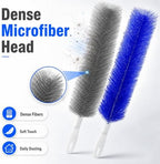 2PCS Fan Cleaning Brush Bendable Microfiber Duster Cleaner Window Head Reusable Dust Remover Crevice Blind Vent Removal Tool Screen Ceiling Car Ac Cepillos para Limpieza Gap Whole House (Blue Gray) - Image 2