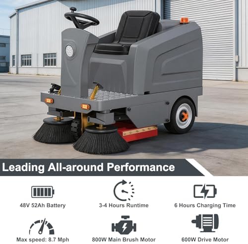 Ride on Floor Sweeper Machine 51" Brush Width 92,600 Sqft/h - Image 6
