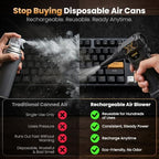 Compressed Air Duster, Stepless Speed Dial, Powerful Airflow, 130,000 RPM Rechargeable Air Blower for PC, Keyboard, Computer, Home, Car Interior, Electronics,6 Cleaning Nozzles, Compact 0.5lb (FE-J35) - Image 4