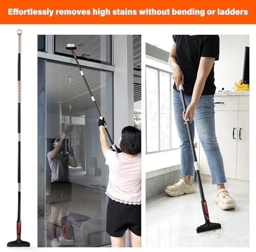 Gomake Extendable Floor Scraper Heavy Duty 6" Wide Razor Blade Scraper Tool with 17‘’-59" （1.4ft- 4.9ft）Long Handle, 10PCS Extra Metal Blades for Cleaning Glass Wall Gum Paint Tile Glue - Image 5