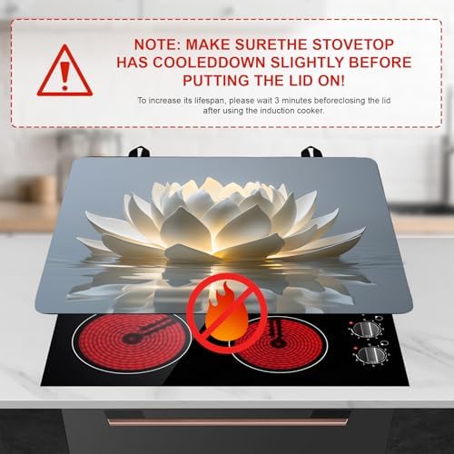 Stove Top Cover Retro Flower Gas Stove Top Cover for Home Decoration Kitchen Pad Non-Stick Washable Cooktop Covers Countertop Protector Keep Stove Clean 28"x20" (lotus) - Image 3