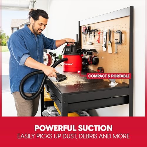 Vacmaster VOMCM205P 1101 2.5-Gal 2 Peak HP Wall Mount Wet/Dry Vac Red - Image 3
