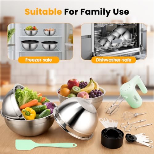 Lord Eagle 5-Speed Hand Mixer Electric With 4 Mixing Bowls Set - Image 3
