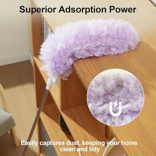 JOYMOOP Ceiling Fan Cleaner Duster and Cobweb Duster with Extension Pole, 28–98 Inch Handle and 6 Refills for High Ceilings and Furniture - Image 4