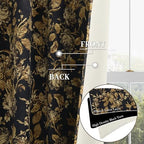 StangH 100% Blackout Curtains 90 Inch Gold Floral Velvet Drapes 2 Panels - Image 4
