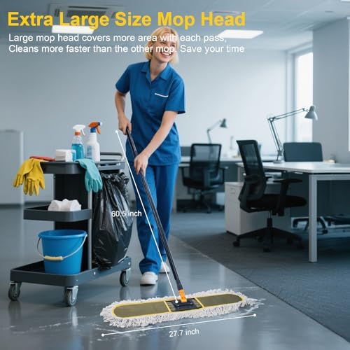 24" Commercial Dust Mop with 2 Replacement Mop Pads, 60.5 Inch - Image 2