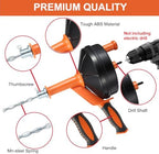 Drain Auger, Clog Remover with Drill Adapter, 25 Feet Flexible Plumbing Snake Use Manually or Powered for Kitchen, Bathroom and Shower Sink, Comes with Gloves (orange) - Image 6