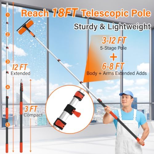 18FT High Reach Duster Cleaning Kit with 3-12 FT Extension Pole - Image 2