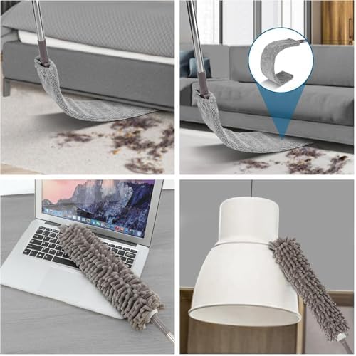7 Pcs Microfiber Feather Duster with 100-inch Telescopic Extendable Pole, Washable and Reusable Cobweb Duster Kit, Dusters for Cleaning High Ceiling,Fan,Furniture,Blinds - Image 6