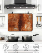 Burnt Orange Stove Top Covers for Electric Stove, Oil Painting Modern Induction Cooktop Cover Protector, Abstract Art Vintage Range Mat for Glass Top Stove, Kitchen Countertop Dish Drying Mat, 24"x21" - Image 6