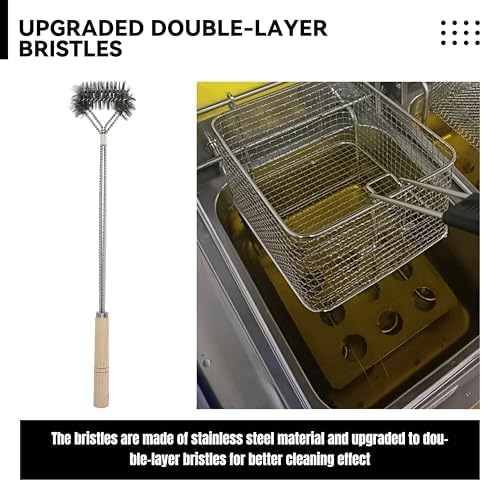 3 Pcs Fryer Cleaning Tools - L Shaped Stainless Steel Bristles Deep Cleaning Brush and Rod for Restaurant Air Fryer - Image 5