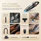 Handheld Vacuum Cordless, 25000Pa Powerful Suction Car Vacuum Portable Cordless with 8000mAh Battery & LED Light, Hand Held Vacuum Rechargeable with HEPA Filters, Home, Car Seats, Pet Hair Orange - Image 4