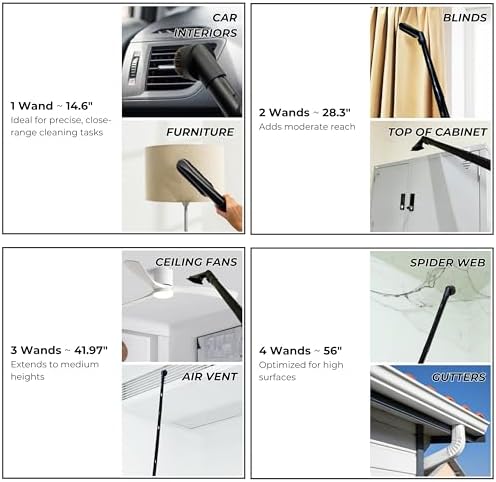 For Miele C1 C2 C3 Vacuum Attachments Accessories for High Ceilings, Venetian Blinds, Fans, Cobwebs & High Up Spaces: : 4 Pack Vacuum Extension Wands, Flexible Dust Brush, Horse Hair Dusting Brush - Image 6