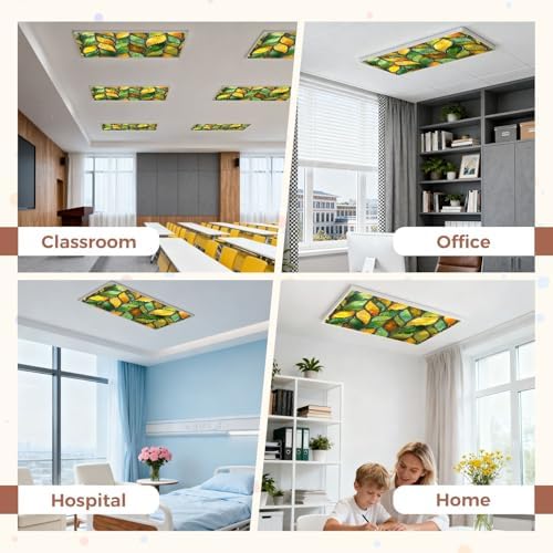 6 Pcs Fluorescent Light Covers for Ceiling Lights Stained glass seamless texture leaf for window colored glass 3d Magnetic Decorative Shade Filters 4x2 ft for Classroom Office Hospital Decor - Image 5