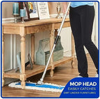 Nine Forty 48" Premium Cotton Dust Mop Kit - Heavy Duty Mop Head with Handle for Industrial, Commercial, and Residential Cleaning - Dry Floor Duster for Hardwood Surfaces - White - Image 3