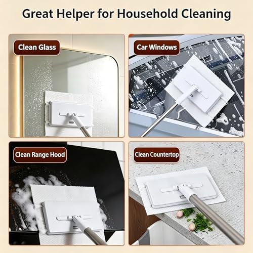 Magic Grip Mini Mop, Snap Grip No-Touch Lazy Mop with 1-Second Cloth Change, 360° Rotating Head for Walls, Floors, Windows, Corners. Cloth-Changing Mini Cleaning Tool with 10 Reusable Microfiber Cloth - Image 5