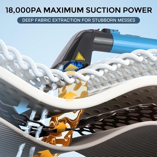 Hausmeister Hydroflex Pro Steam Portable Carpet Spot Cleaner with Steam, 1600W Upholstery Cleaner Machine, 18KPa Strong Suction, Cold/Hot/Steam Modes, Self-Cleaning, for Couch, Car Seats & Rugs - Image 3
