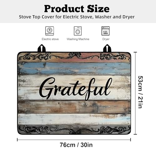 Multi-Design Stove Top Cover for Glass/Electric Stoves - 3-in-1 Heat-Resistant Protector Mat, Non-Slip Drying Rack 30" x 21" (Grateful) - Image 2