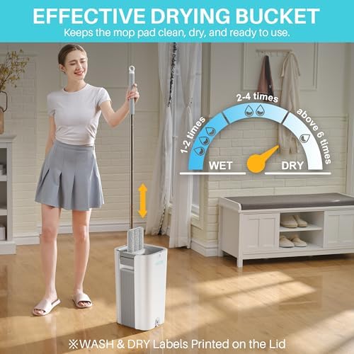 JOYMOOP 8L (2.1 Gal) Large Capacity Mop System with Extension Handle, Perfect for Household and Commercial Floor, Window, and Wall Cleaning - Includes 3 Washable Microfiber Pads for Wet and Dry Use - Image 3
