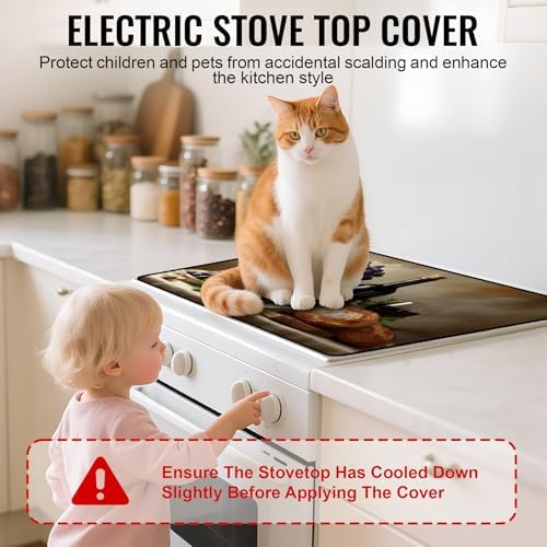 NYZE Stove Top Cover for Electric/Glass Stove, Flat Top Cooktop Protector, Electric Cooktop Cover, Extra Counter Space for Kitchen (Red Wine & Grapes) - Image 4