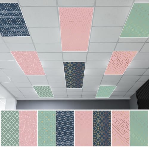 8pcs Classroom Fluorescent Magnetic Light Covers,2x4 FT Geometric by Hallswl