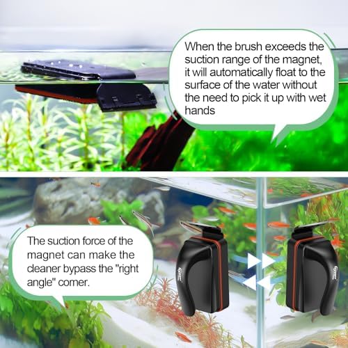 hygger Magnetic Aquarium Fish Tank Glass Cleaner,Detachable Dual-Blades Brush Tool with Floating Scrubber, Double Side Magnetic Scraper for 0.4-0.8 Inch Thick Glass Aquariums Tank (L) - Image 6