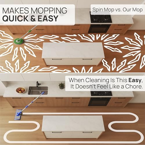 18” Pro Microfiber Hardwood Floor Mop - Cleans Floor in Seconds | Dust & Wet Mopping | Hardwood, Tile, Laminate & Vinyl with 3 Washable Pads, No Buckets Needed with Deluxe Household Mop - Image 6