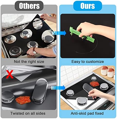 Stove cover,reusable stove top protector for gas range cut-out tool customizable for Samsung & other brands with 12 non-slip strips stove guard, easy to clean Thickened stove lining 35.43in*21.65in - Image 2