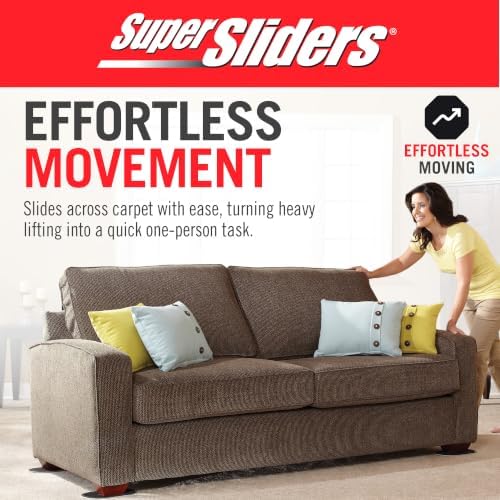 Super Sliders 5-3/4" x 9-1/2" XL Oval Reusable Furniture Sliders for Carpet, Anti-Slip Protective Furniture Moving Pads for Beds, Sofas, Dressers, Set of 4, Black - Image 6