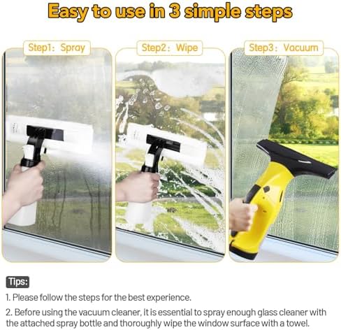 Rechargeable Window Vac, Electric Window Vacuum Squeegee, with 11 in. and 6.7 in. Squeegee Blades, Cordless Window Vacuum Cleaner Set for Cleaning Windows, Shower Doors, Mirrors, Tiles - Image 3