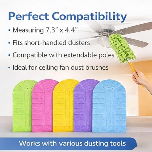 360° Electrostatic Reusable Duster Refills - Washable, Reusable Duster Pads for Cleaning, High-Density Microfiber, Fits Most Standard Duster Handles, for Home Office Car High Adsorption Duster (10pc) - Image 2