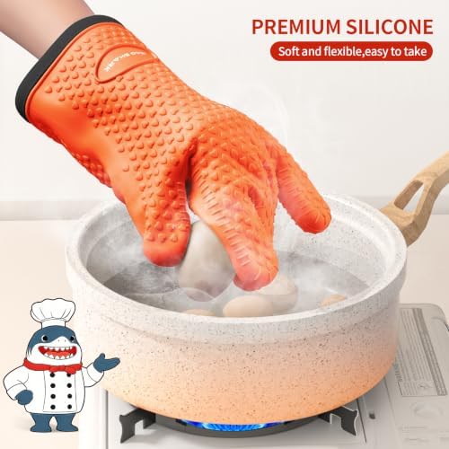MAD SHARK Silicone Oven Mitts with Fingers Heat Resistant 450°F in Kitchen - Image 3