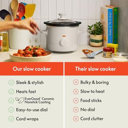 bella 1.5qt Manual Non-Toxic Slow Cooker with 3 Heat Settings, Oatmilk - Image 7