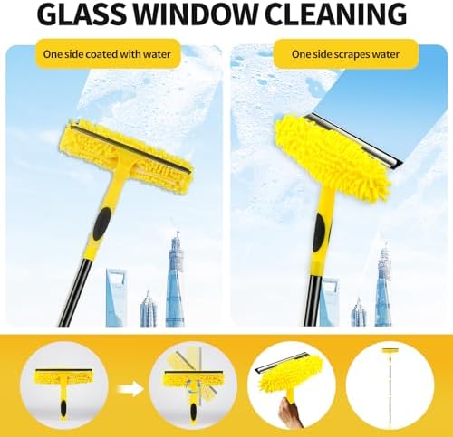 High Ceiling Fan Cleaner Duster for Fans Blades Cleaner with 78.7in Extension Pole Extra Long Handle Cleaning Tool，Reusable Chenille & Microfiber Mop Head for Baseboard Wall Floor Window Glass Wiper - Image 6