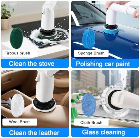 Electric Spin Scrubber Replacement Brush Heads Set, 8 Pieces, Multiple Brushes for Bathroom,Kitchen,Glass, Leather, Car Cleaning - Image 2